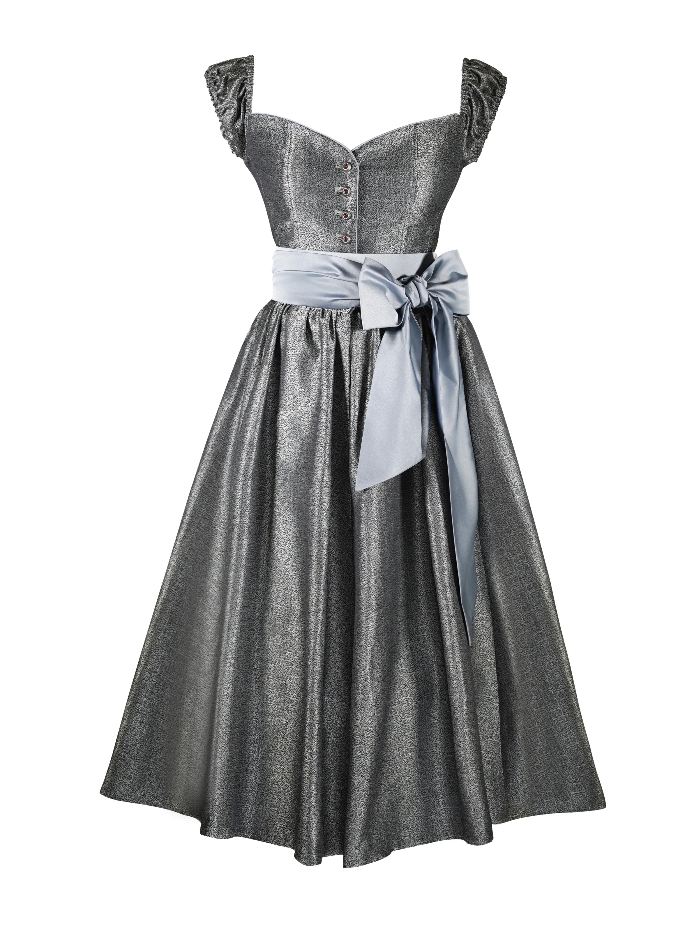 Zeigt das Dirndl Rosa Gacee mit rossa Schürze. Detailaufnahme Dirndl in rosa – ideal für Trachtenmode und Oktoberfest-Outfits.