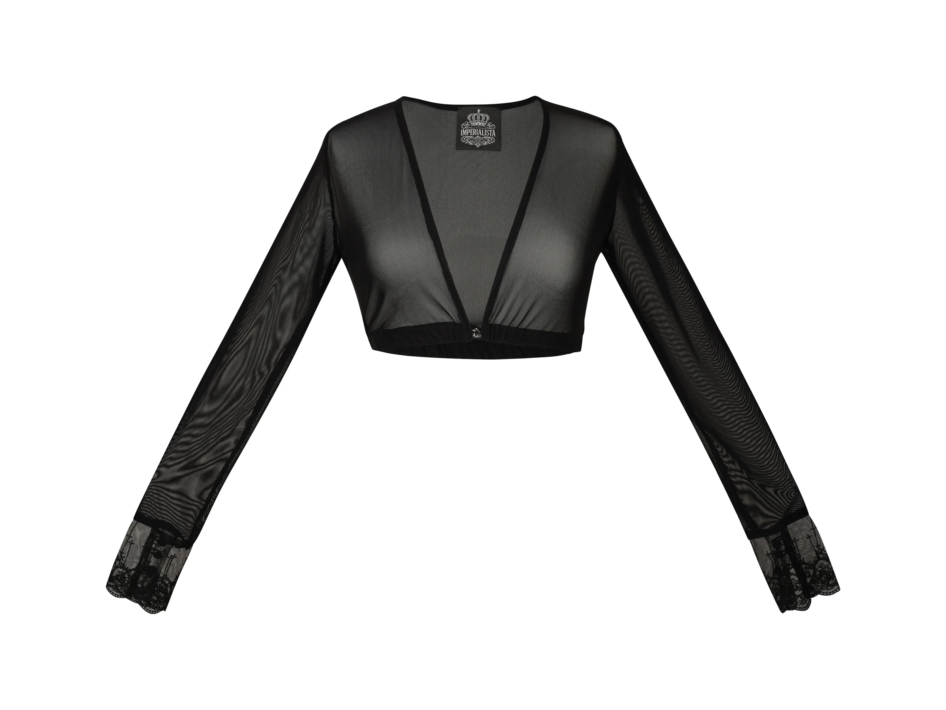 Zeigt die schwarze Bluse in schwarz von vorne. Elegante Damenbluse in  – perfekt für Trachten und festliche Anlässe.