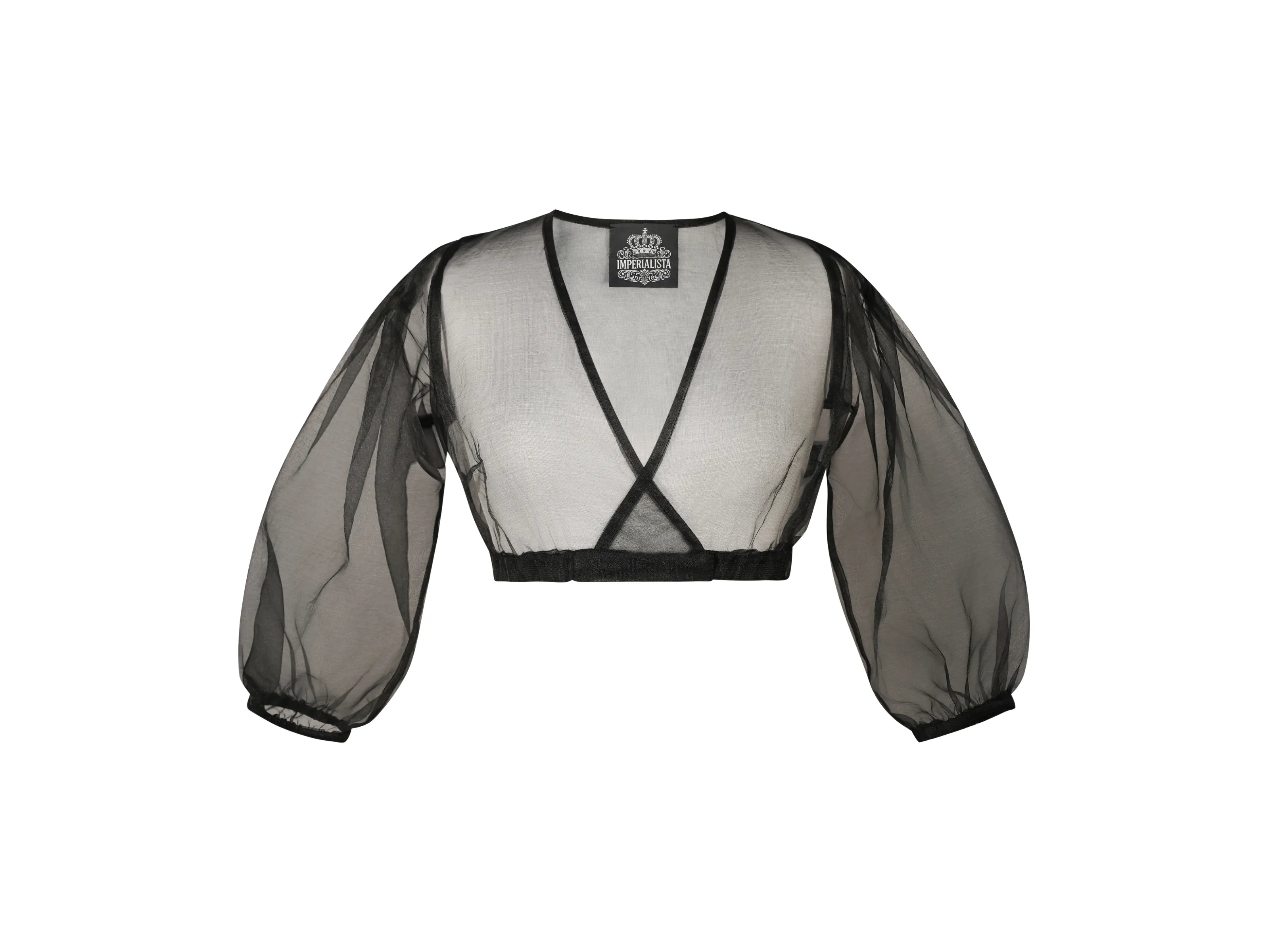Zeigt die schwarze Bluse Helene Noire  von vorne. Elegante Damenbluse in schwarz – perfekt für Trachten und festliche Anlässe.