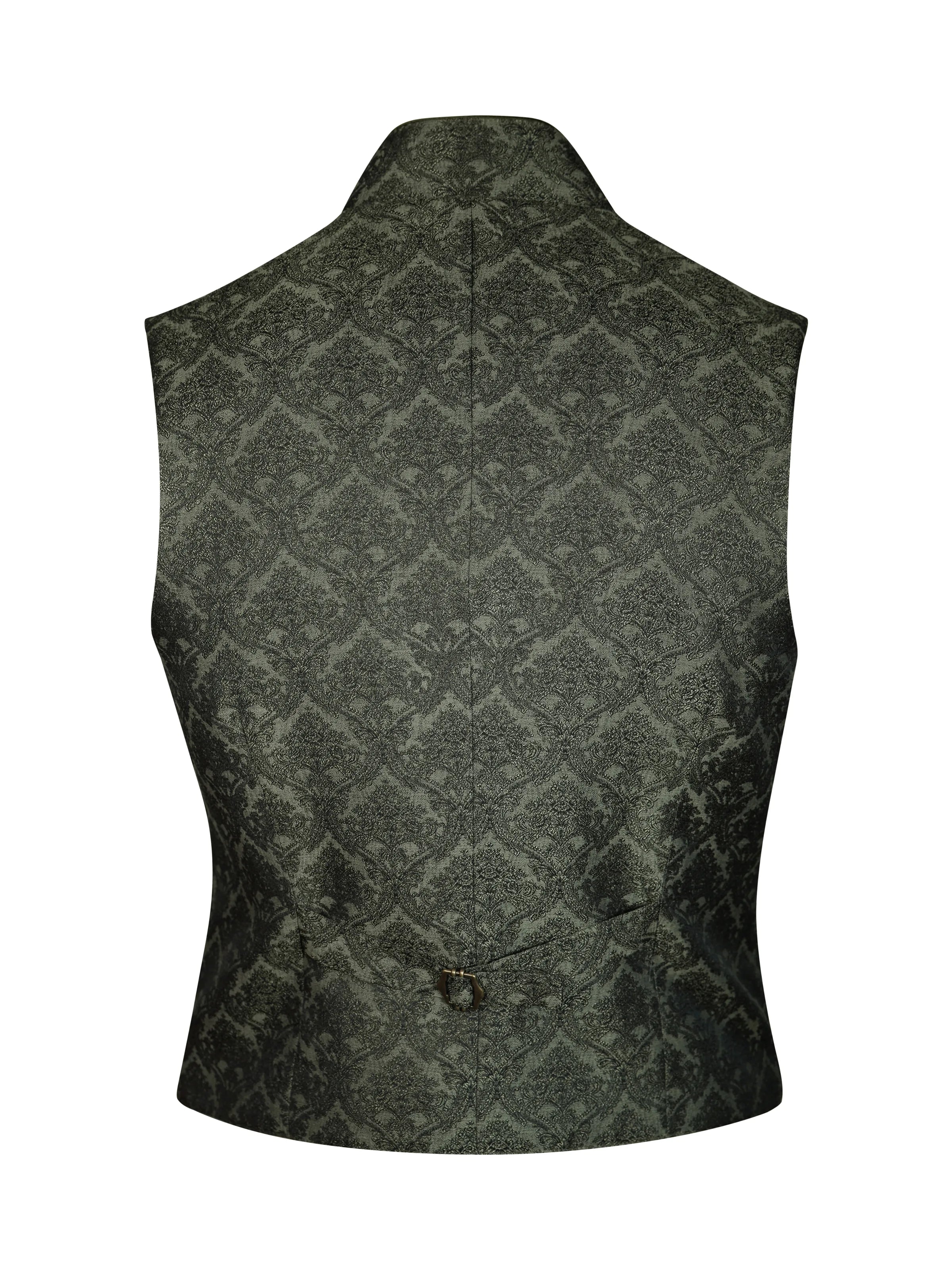 Zeigt die grüne Weste Franz Chene von hinten. Klassische Herrenweste in  – für stilvolle Trachtenlooks.
